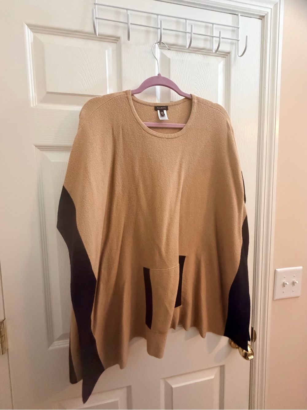 Talbots Camel and Black Contrast Poncho